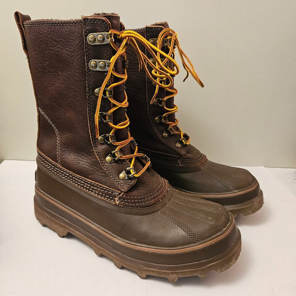 Duluth Trading Women's Slop Stopper Leather Winter Lace-Up Boots Brown 9.5 EUC